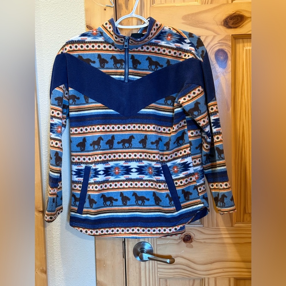 Cruel Girl Blue and Brown Patterned Sweater